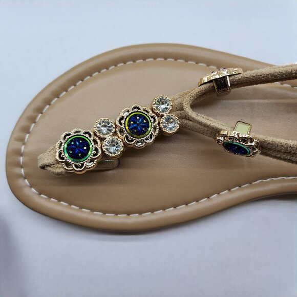 Beige Fashion Sandals with Rhinestone Embellishment - Picture 4 of 9